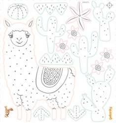 LLama, Wall Stickers for Coloring