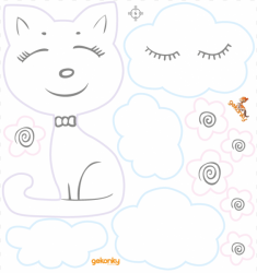 Cat, Wall Stickers for Coloring