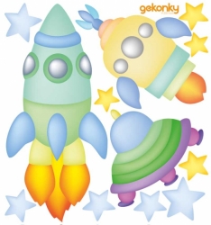 We Fly into Space, reusable fabric wall decals - mini, reusable fabric wall decals