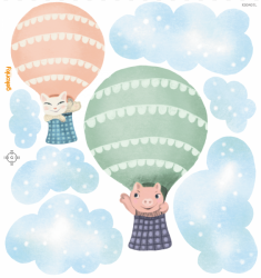 In A Balloon: Kitty And Piggie, reusable fabric wall decals