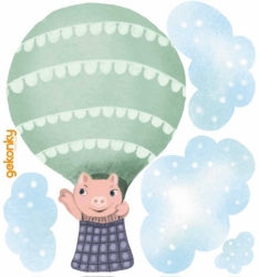 In A Balloon: Piggie - mini, reusable fabric wall decals