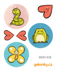 Snake, frog, butterfly, double-sided printing