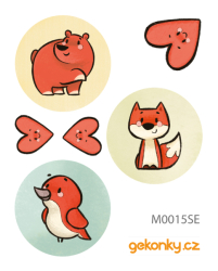 Bear, fox, bird, double-sided printing - kopie