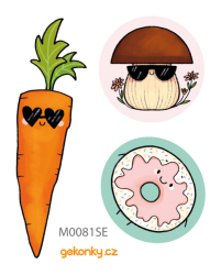 Carrot, mushroom, donut