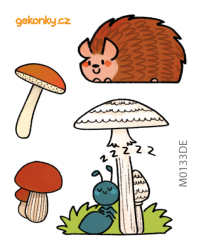 Mushrooms and hedgehog, double-sided printing