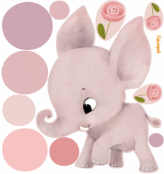 Matty The Elephant, reusable fabric wall decals