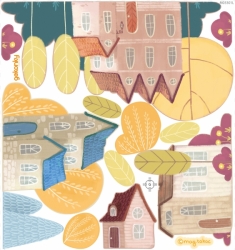 Houses, fabric wall decals