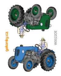 Tractor, blue and green, double-sided printing