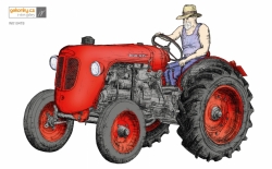 Traktor červený, nažehlovačka, velký formát