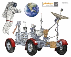 Kosmonaut a lunární vozítko, vybarvovací nažehlovačka